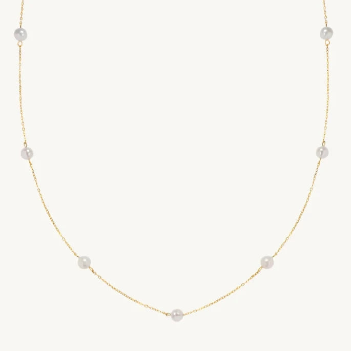 Round Freshwater Pearl Gold Chain Necklace