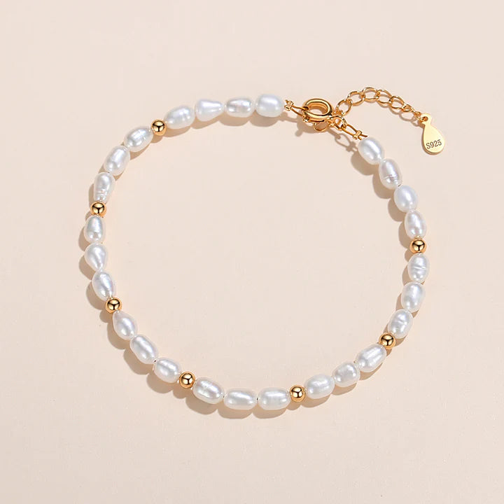 Freshwater Pearl and Gold Beaded Bracelet