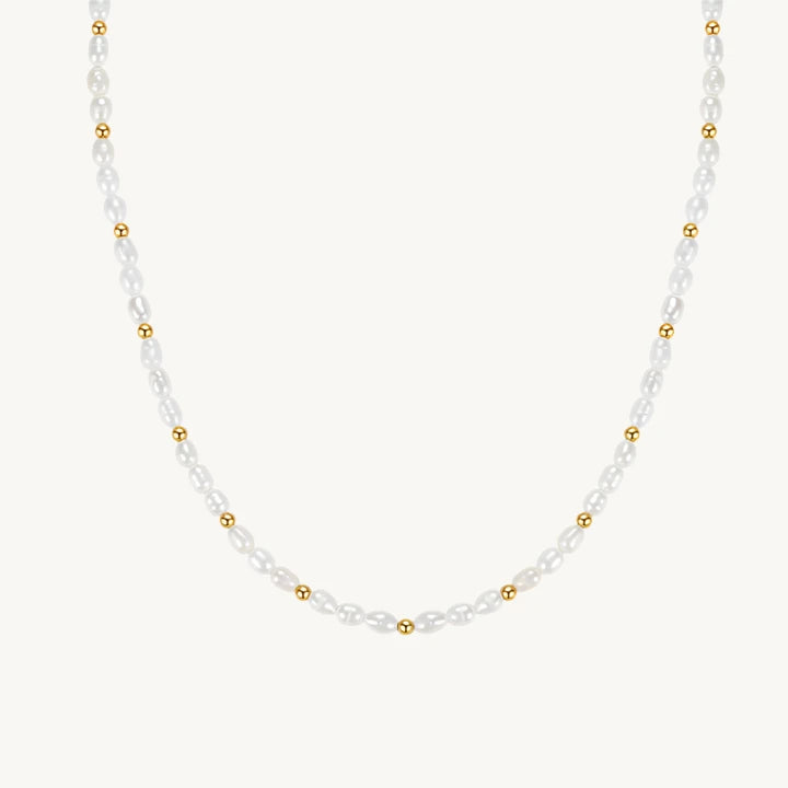 Freshwater Pearl and Gold Beaded Necklace