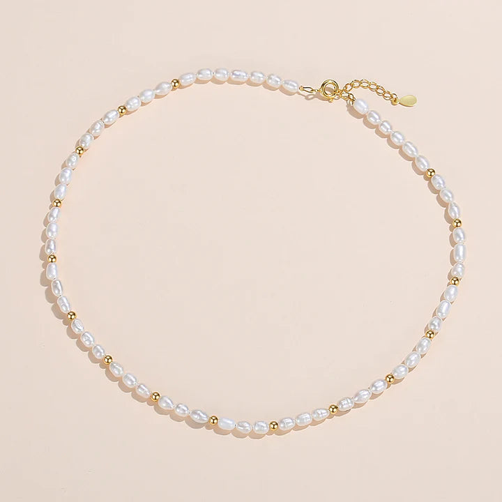 Freshwater Pearl and Gold Beaded Necklace