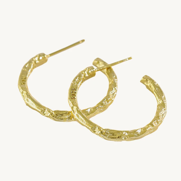 Gold Hammered Hoops