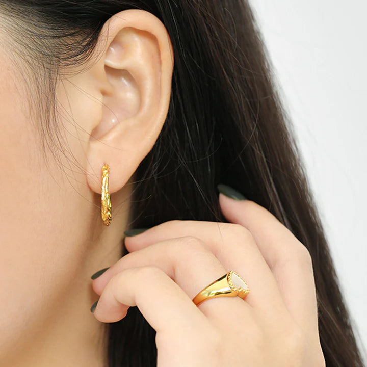 Gold Hammered Hoops