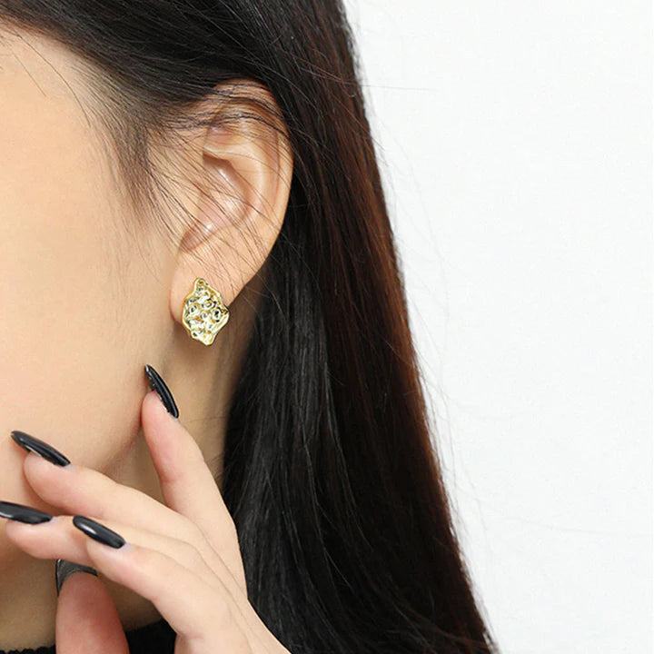 Hammered Gold Stud Earrings