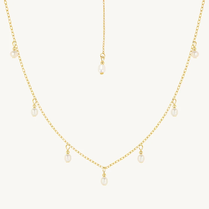 Pearl Drops Gold Chain Necklace