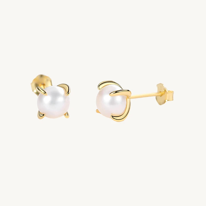 Round Pearl Stud Earrings