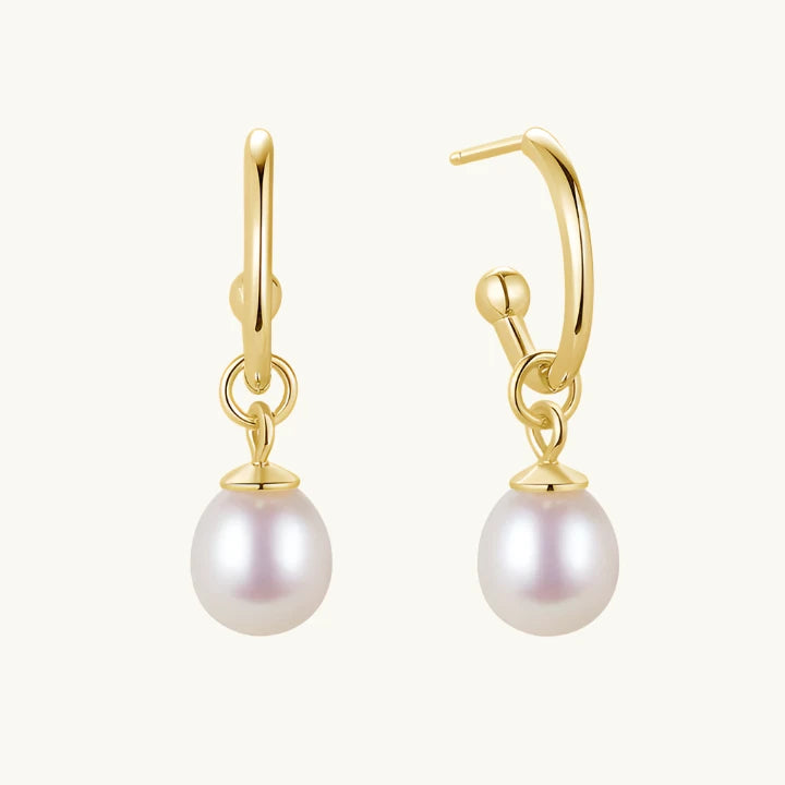 Pearl Drop Hoops