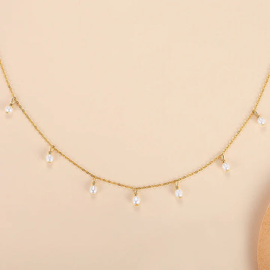 Pearl Drops Gold Chain Necklace