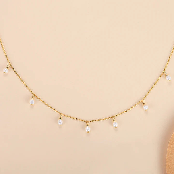 Pearl Drops Gold Chain Necklace