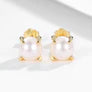 Round Pearl Stud Earrings