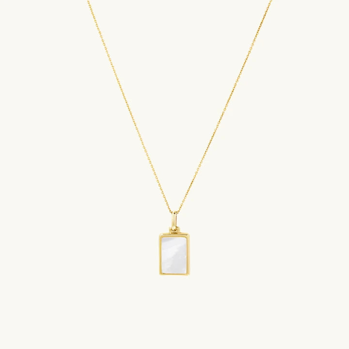 Rectangle Pearl Pendant Necklace